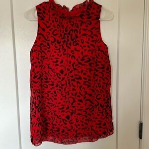 NWOT Red cheetah print no sleeve blouse !